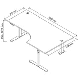 Technische Zeichnung des Schreibtischs XDSM 82 G mit 2000 x 1200 mm von hjh OFFICE PRO