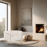 Fauteuil de salon Curacao Cord blanc avec une structure métallique continue de hjh LIVING