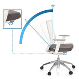 Dossier réglable avec un angle d'inclinaison de 90 degrés du Siège de bureau de qualité professionnelle ASPEN WHITE de hjh OFFICE