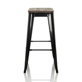 Tabouret de bar VANTAGGIO HIGH WS noir avec une assise aspect bois et repose-pieds de hjh OFFICE – vue à 360° (vue de face 0°)