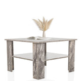 Table basse grise BISMO avec plateau carré et une étagère de hjh LIVING
