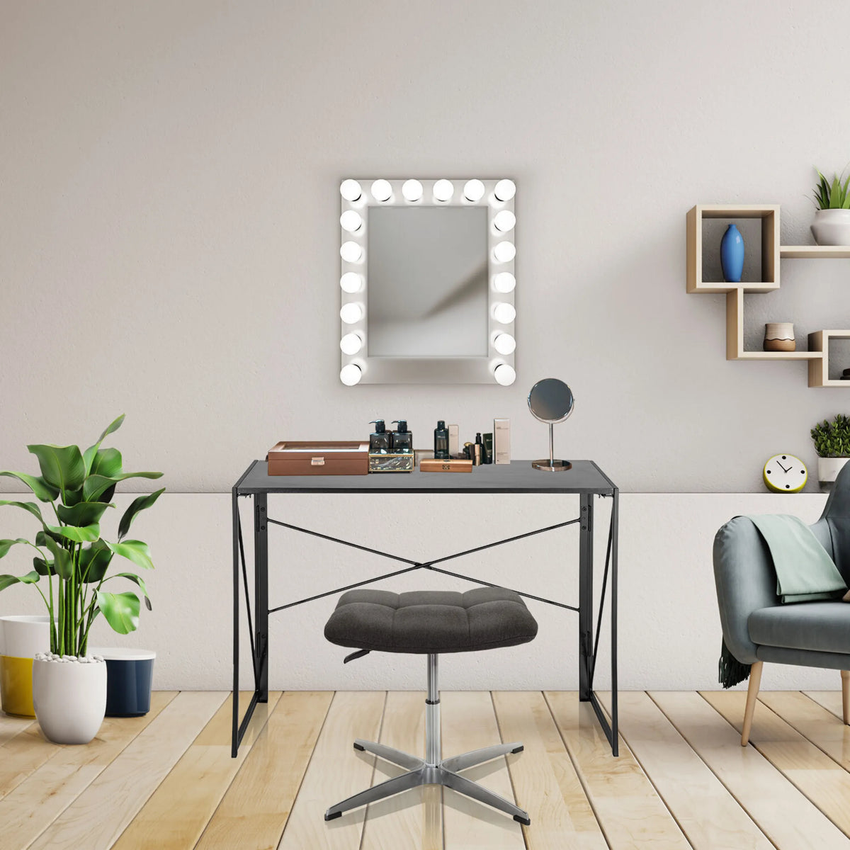 Tabouret rembourré noir SARANTO avec revêtement en tissu et pied étoilé en métal de hjh OFFICE