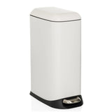 Poubelle CLEAN SLIM blanche avec pédale et couvercle arrondi de hjh OFFICE – vue à 360° (vue de trois quarts avant 30°)