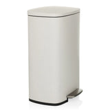 Poubelle CLEAN XV beige avec couvercle et pédale de hjh OFFICE – vue à 360° (vue de trois quarts avant 60°)
