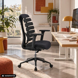 Siège de bureau de qualité professionnelle ERGO LINE II noir avec dossier segmenté et pied à roulettes de hjh OFFICE (image générée par IA)