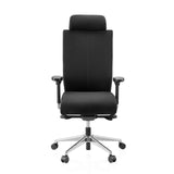 Siège de bureau de qualité professionnelle PRO-TEC XXL noir en tissu avec appui-tête et base à 5 roulettes de hjh OFFICE – vue à 360° (vue de face 0°)