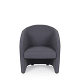 Fauteuil rembourré SAN JUAN gris foncé avec dossier et accoudoirs arrondis de hjh OFFICE – vue à 360° (vue de face 0°)