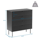 Dessin coté de la Commode KARBY K avec 90 × 95 cm et une capacité de charge de 50 kg de hjh LIVING