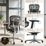 Options de réglage du siège de direction de luxe ERGOHUMAN BASE GEN2 de hjh OFFICE (image générée par IA)