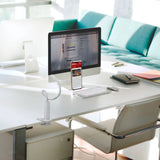 Support de téléphone portable & tablette FLEXMOBI I blanc sur un bureau avec un smartphone de hjh OFFICE