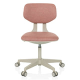 Chaise pivotante pour des enfants KID CLASSIC rose avec assise rembourrée et base à cinq roulettes de hjh OFFICE – vue à 360° (vue de face 0°)