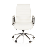 Siège de direction de qualité professionnelle ASPERA 10 blanc crème avec accoudoirs et base à cinq roulettes de hjh OFFICE – vue à 360° (vue de face 0°)