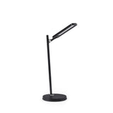 Lampe de bureau Lumanova D2 en noir avec un pied rond et une tête d'éclairage étroite de hjh OFFICE – vue à 360° (vue de face 0°)