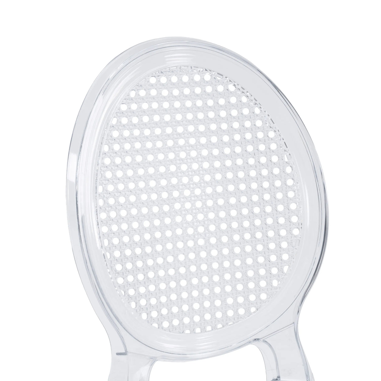 Dossier transparent avec motif perforé de la Chaise à quatre pieds CRISTALIO de hjh LIVING