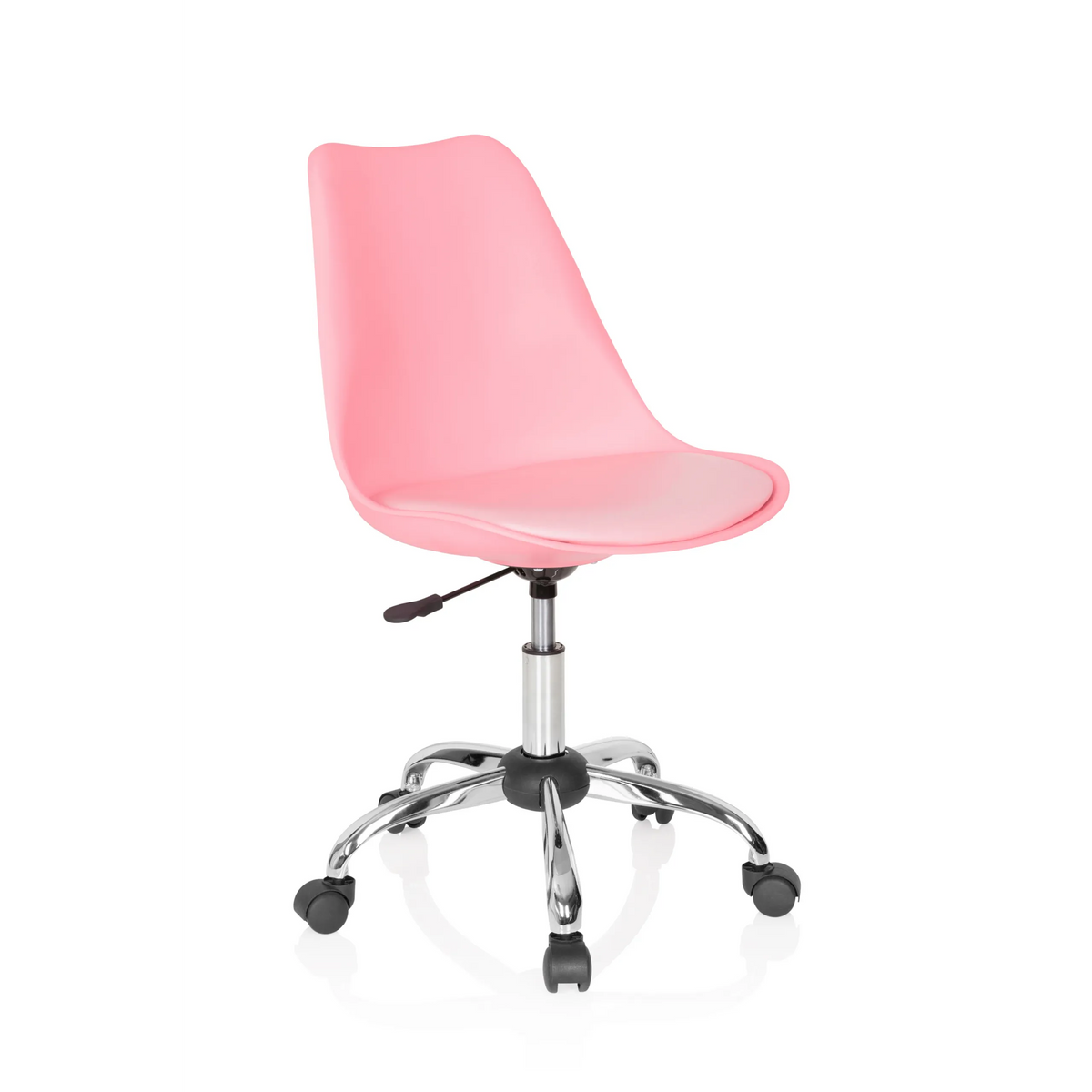 Siège de bureau à domicile FANCY PRO rose avec pied en étoile et cinq roulettes de hjh OFFICE – vue à 360° (vue de trois quarts avant 40°)