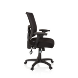 Siège de direction de qualité professionnelle IMPACT PRO noir avec dossier en maille et base à cinq roulettes de hjh OFFICE – vue à 360° (vue de profil 80°)