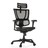 Siège de direction de luxe ERGOHUMAN SLIM ECO M GEN2 noir avec dossier en maille et base à cinq roulettes de hjh OFFICE – vue à 360° (vue de face 15°)