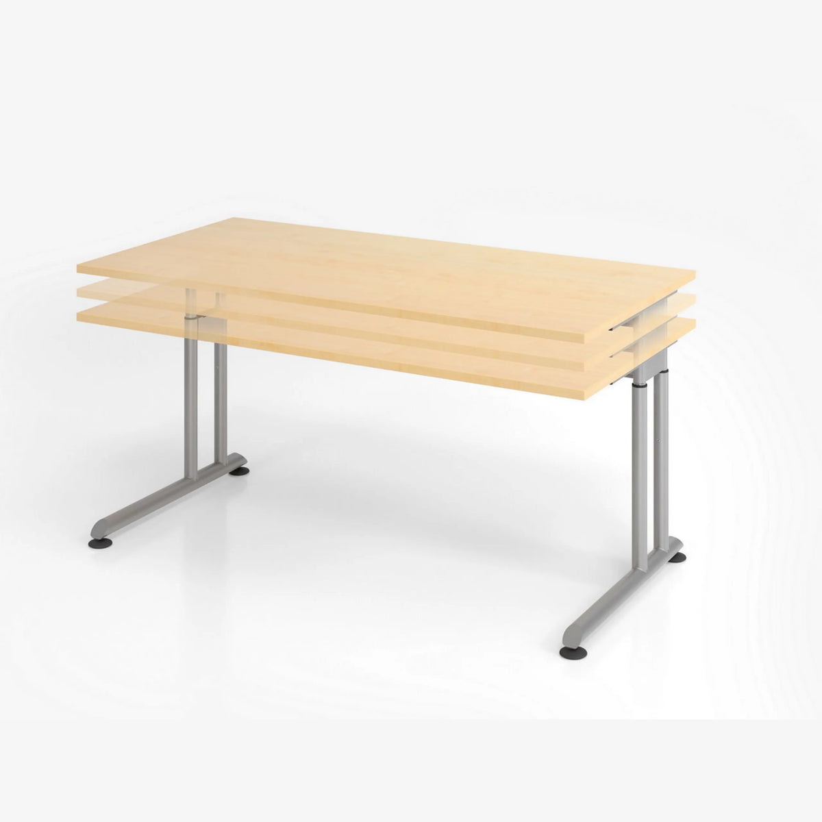 Höhenverstellbarer Schreibtisch ZENO 16 G in Ahorn mit graphitfarbenem Gestell von hjh OFFICE PRO