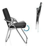 Mécanisme de pliage de la chaise pliante ESTO avec revêtement en similicuir noir et structure en chrome de hjh OFFICE