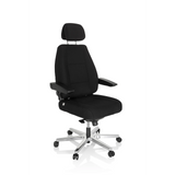 Siège pivotant XXL 24 HOURS I noir avec appuie-tête et étoile à cinq roulettes de hjh OFFICE – vue à 360° (vue de trois quarts avant 40°)