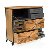 Buffet CONTINENTO XL avec niches ouvertes, tiroirs en bois et métal et roulettes de hjh LIVING