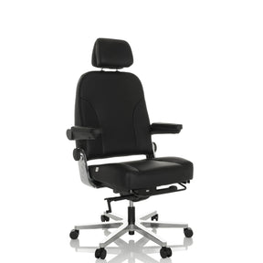 Siège pivotant XXL 24 HOURS F en cuir noir avec appuie-tête et repose-pieds de hjh OFFICE