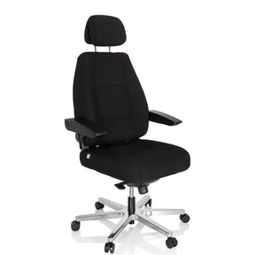 Siège pivotant XXL 24 HOURS I noir avec appui-tête et pied en étoile argenté de hjh OFFICE