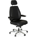 Siège pivotant XXL 24 HOURS en cuir noir avec appui-tête et pied brillant de hjh OFFICE