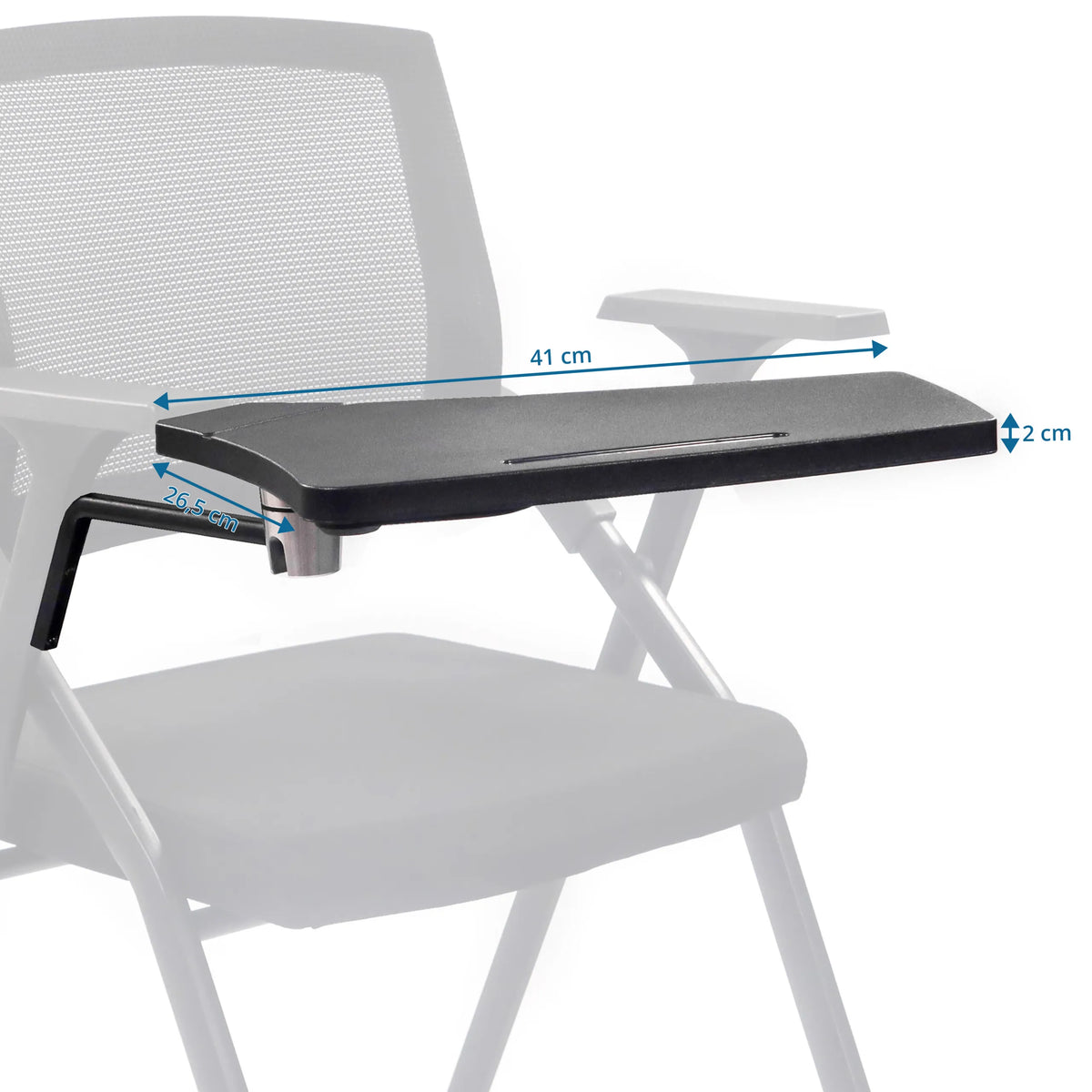 Vue dimensionnelle de l'Accessoire TABLET PRIORITY II plateau d'écriture avec 41 cm de largeur de hjh OFFICE