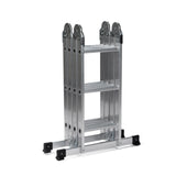 Échelle pliante SOLID W3 en aluminium argentée avec douze marches de hjh OFFICE – vue à 360° (vue de face 0°)