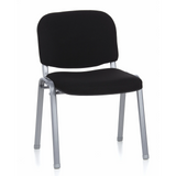 Chaise à quatre pieds XT 600 S noire avec structure argentée de hjh OFFICE – vue à 360° (vue de face 20°)
