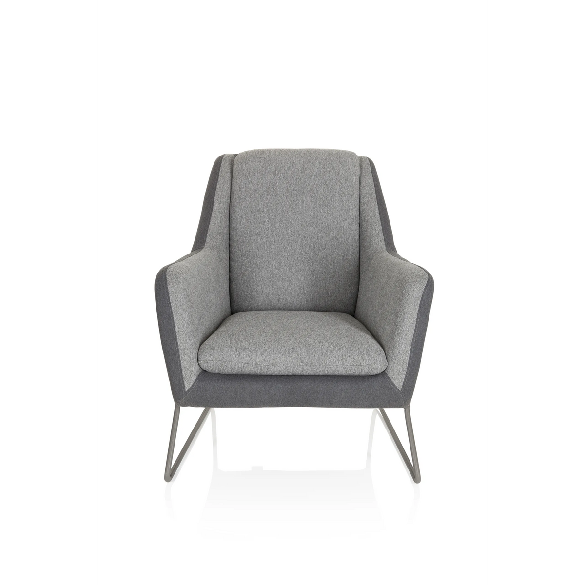Fauteuil rembourré LAGUN gris clair avec des accents gris foncé et des pieds en métal de hjh OFFICE – vue à 360° (vue de face 0°)
