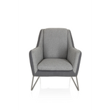 Fauteuil rembourré LAGUN gris clair avec des accents gris foncé et des pieds en métal de hjh OFFICE – vue à 360° (vue de face 0°)