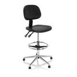 Chaise de comptoir noire TOP WORK 24 I avec repose-pieds et base métallique à cinq branches de hjh OFFICE