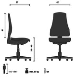 Dessin technique de la Chaise pivotante pour des enfants KID BUBBLE avec une hauteur d'assise de 38 à 49 cm de hjh OFFICE