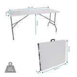 Dessin coté de la Table pliante EASY UP MULTI II de 152 × 70 cm et d'une capacité de charge de 100 kg de hjh OFFICE