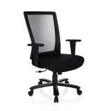 Siège pivotant XXL EXTENDER noir avec dossier en maille et base à cinq roulettes de hjh OFFICE – vue à 360° (vue de trois quarts avant 40°)