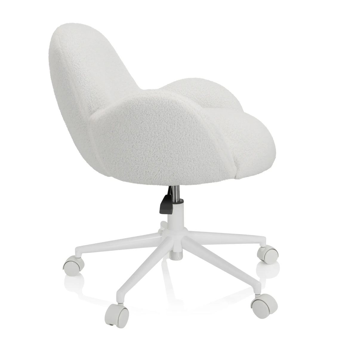 Chaise pivotante pour des enfants KID TEDDY I blanche avec revêtement texturé et base à cinq roulettes de hjh OFFICE – vue à 360° (vue de profil 80°)