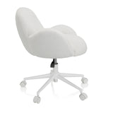 Chaise pivotante pour des enfants KID TEDDY I blanche avec revêtement texturé et base à cinq roulettes de hjh OFFICE – vue à 360° (vue de profil 80°)