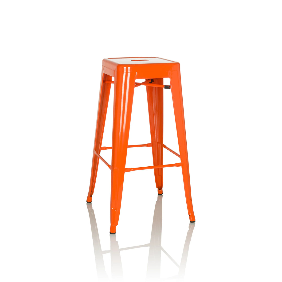 Tabouret de bar VANTAGGIO HIGH orange avec quatre pieds et repose-pieds intégrés de hjh OFFICE – vue à 360° (vue de face 15°)
