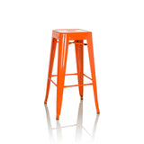Tabouret de bar VANTAGGIO HIGH orange avec quatre pieds et repose-pieds intégrés de hjh OFFICE – vue à 360° (vue de face 15°)