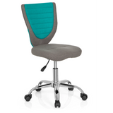 Chaise pivotante pour des enfants KIDDY COMFORT gris turquoise avec pied en étoile et cinq roulettes de hjh OFFICE – vue à 360° (vue de trois quarts avant 40°)