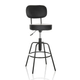 Tabouret de bar noir DISC HIGH avec dossier et repose-pieds rond de hjh OFFICE – vue à 360° (vue de face 15°)