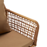 Accoudoir tressé de la chaise rembourrée Tavaro Korvik en marron avec coussin d'assise assorti de hjh LIVING