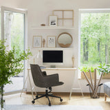 Siège de bureau à domicile SOLAO LIFE en gris foncé à un bureau blanc de hjh LIVING
