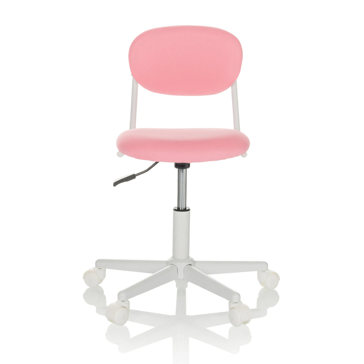 Chaise pivotante pour des enfants KIDDY BASE I rose avec piètement en étoile et cinq roulettes de hjh OFFICE – vue à 360° (vue de face 0°)