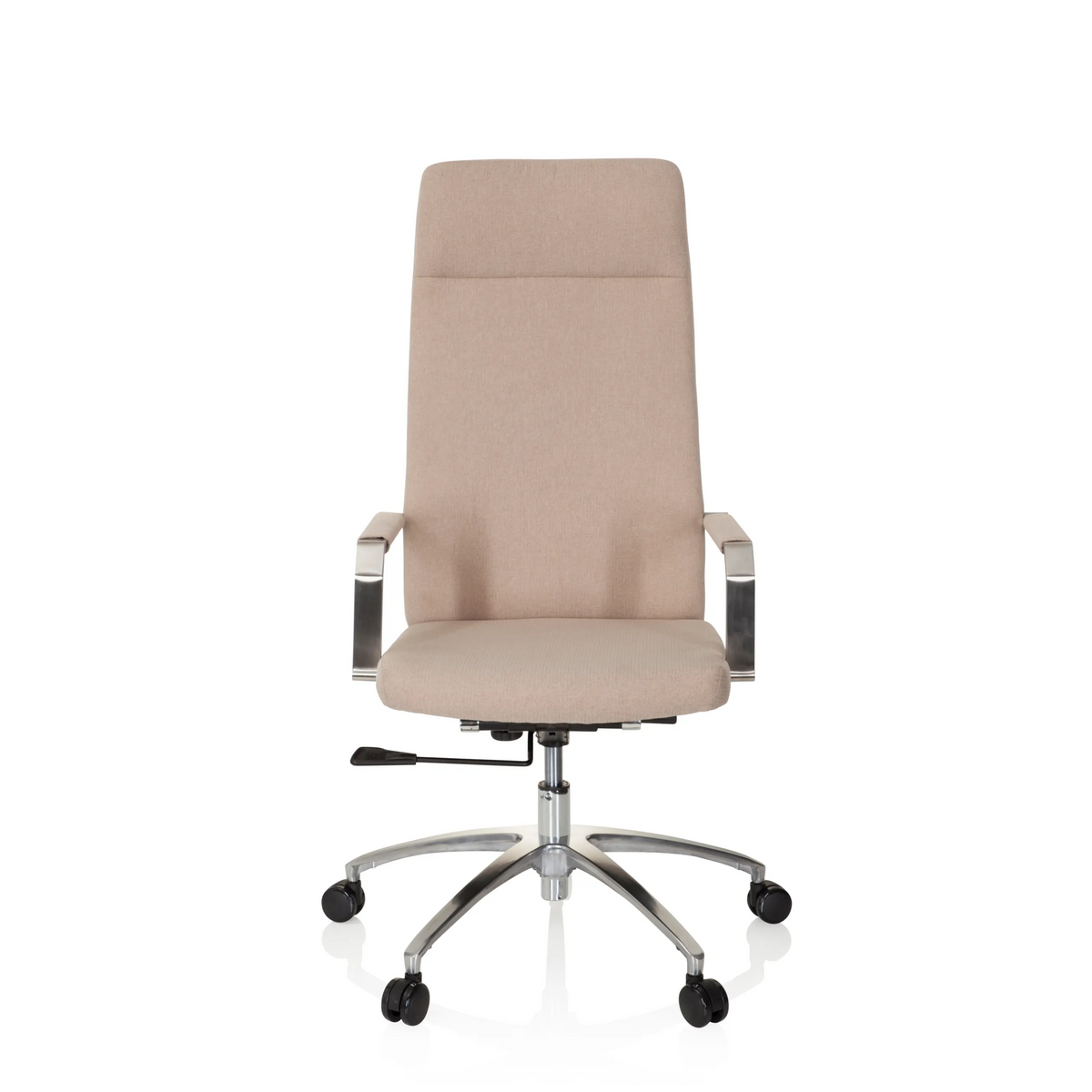 Siège de bureau à domicile SARANTO PLUS I beige avec accoudoirs et piètement à cinq roulettes de hjh OFFICE – vue à 360° (vue de face 0°)