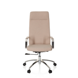 Siège de bureau à domicile SARANTO PLUS I beige avec accoudoirs et piètement à cinq roulettes de hjh OFFICE – vue à 360° (vue de face 0°)