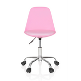 Chaise pivotante pour des enfants FANCY II rose avec coque incurvée et base à cinq roulettes de hjh OFFICE – vue à 360° (vue de face 0°)