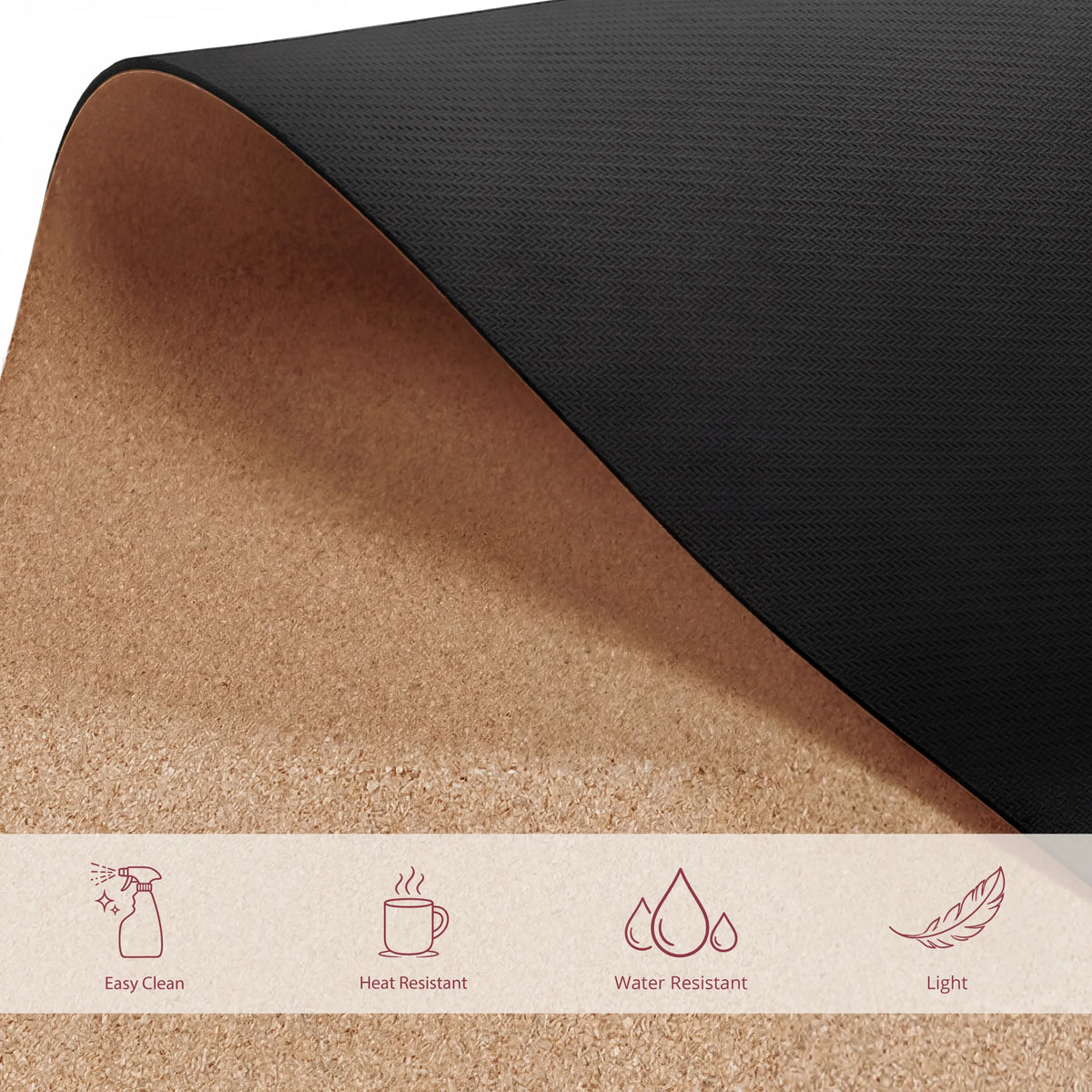 Vue des matériaux bicolores du Sous-main de Bureau Padflux Terra en marron avec une surface supérieure noire de hjh OFFICE